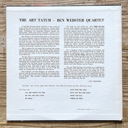 ART TATUM - BEN WEBSTER QUARTET on Verve - Japan MONO LP MV-2505