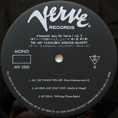 ART TATUM - BEN WEBSTER QUARTET on Verve - Japan MONO LP MV-2505