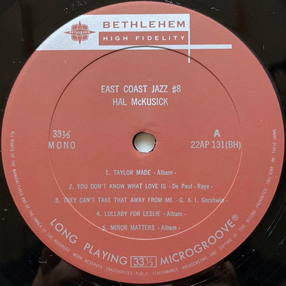 HAL McKUSICK / EAST COAST JAZZ #8 on Bethlehem - Japan MONO LP NM 22AP-131