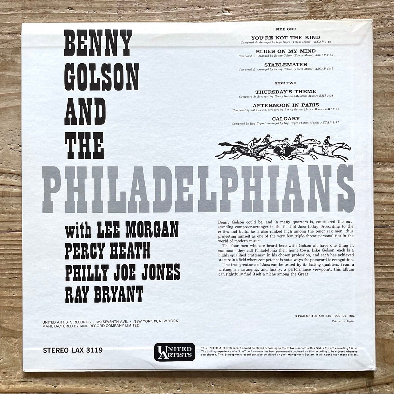 BENNY GOLSON AND THE PHILADELPHIANS on United Artists - Japan King LP LAX-3119
