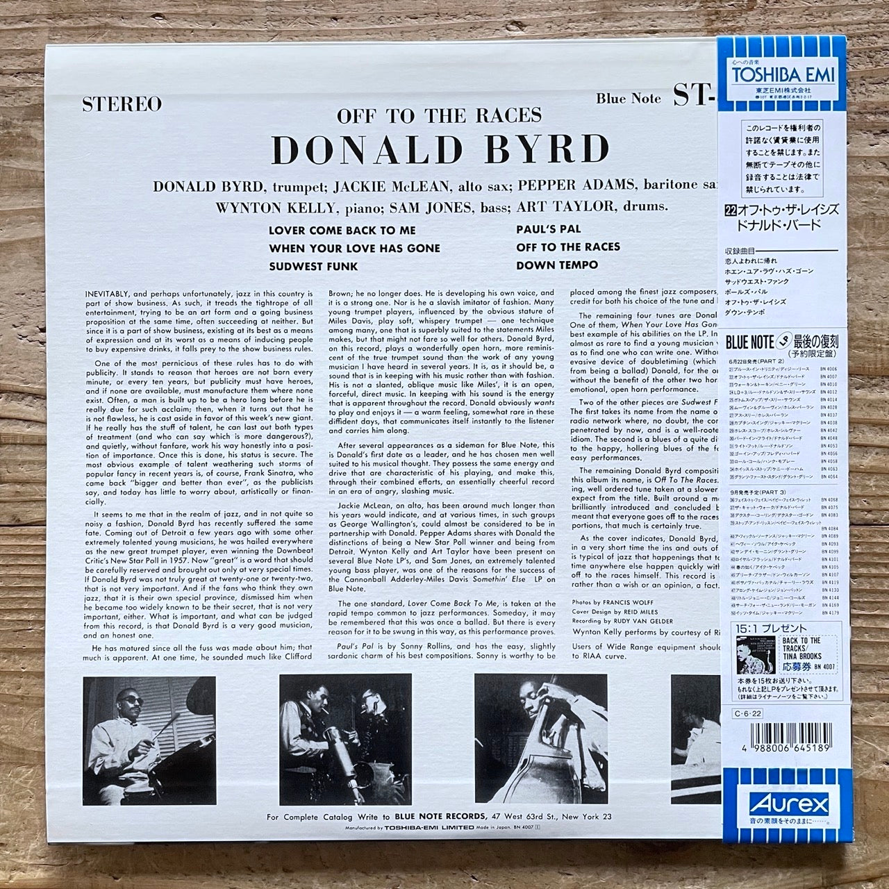 DONALD BYRD / OFF TO THE RACES on Blue Note - Japan LP NM BN4007 obi
