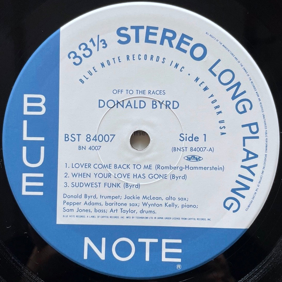 DONALD BYRD / OFF TO THE RACES on Blue Note - Japan LP NM BN4007 obi