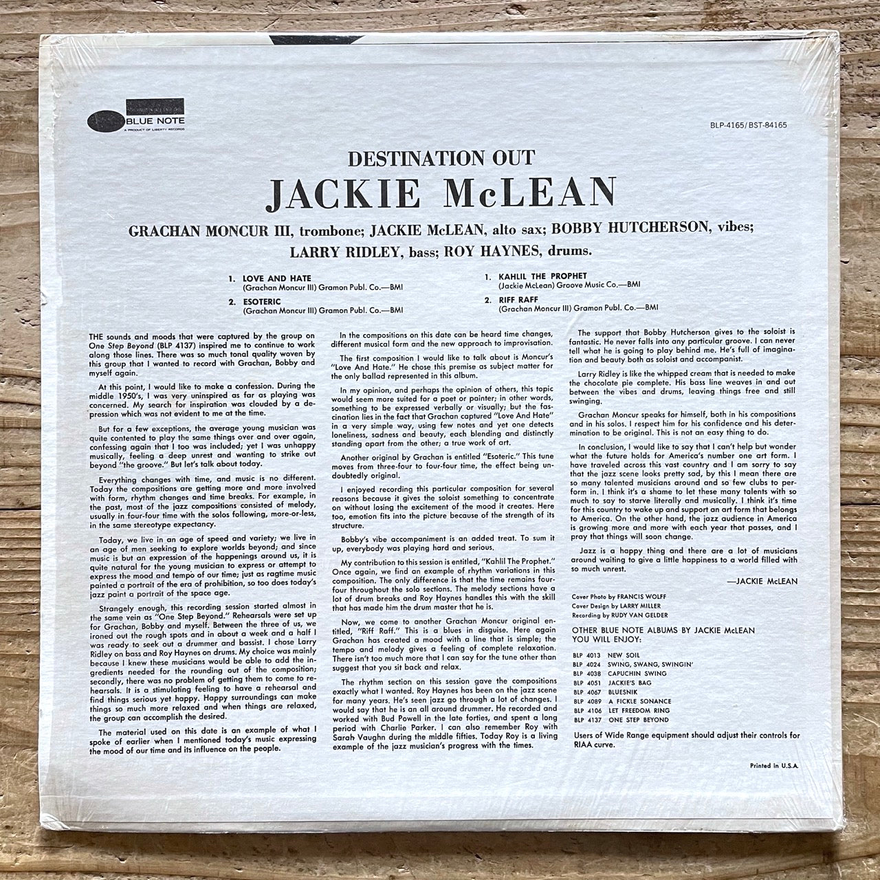 JACKIE McLEAN / DESTINATION OUT - BST-84165 Blue Note UA VAN GELDER
