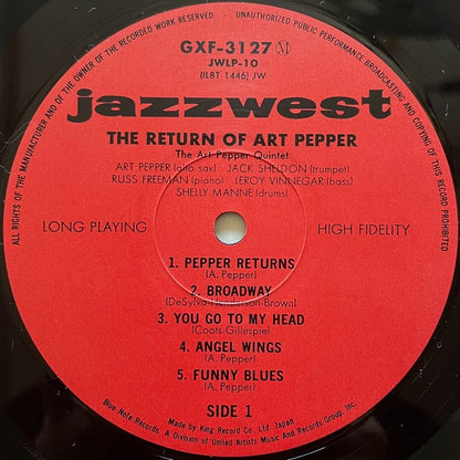 ART PEPPER / THE RETURN OF.. on Jazz West - Japan King LP NM GXF-3127