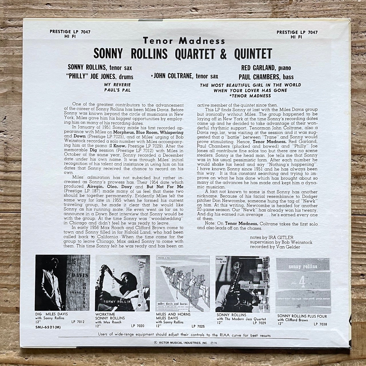 SONNY ROLLINS / TENOR MADNESS on Prestige - Japan MONO LP NM SMJ-6521