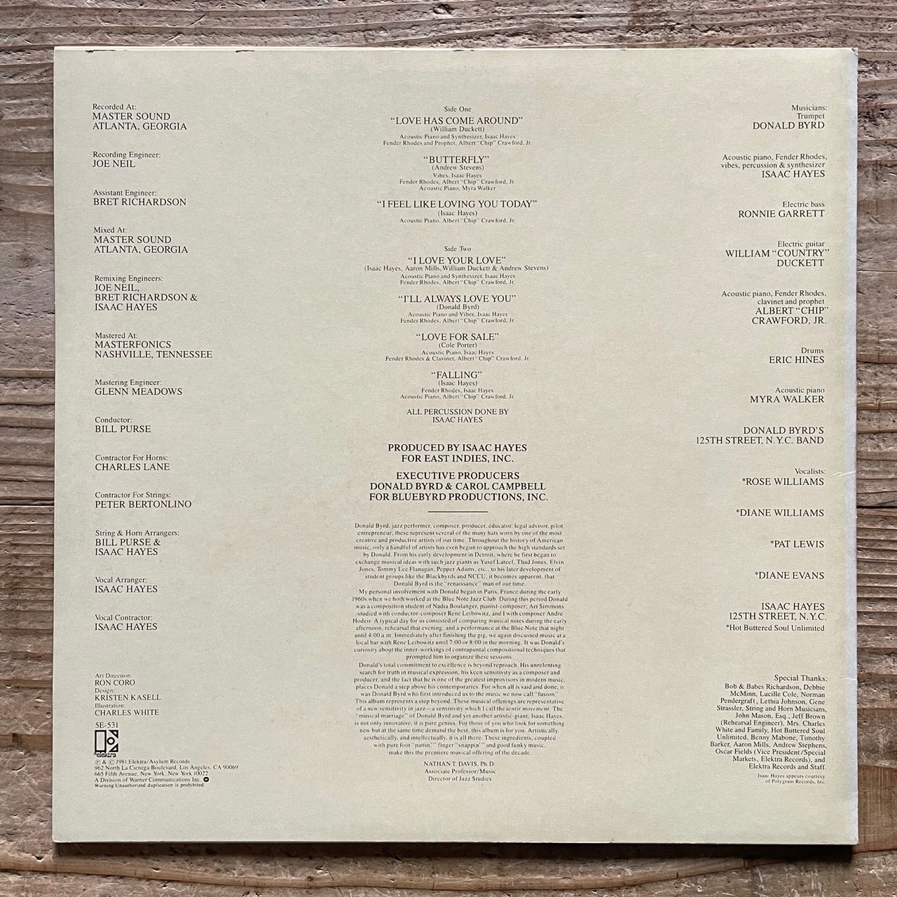 DONALD BYRD AND 125TH STREET, N.Y.C. / LOVE BYRD on Elektra - Japan Promo LP P-11112