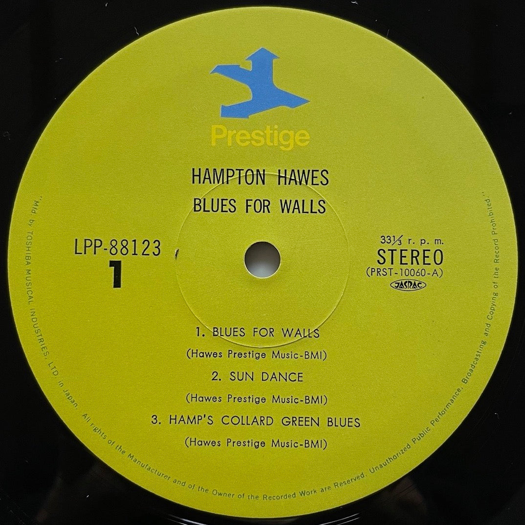 HAMPTON HAWES / BLUES FOR WALLS on Prestige - Japan LP LPP-88123 Jazz Funk