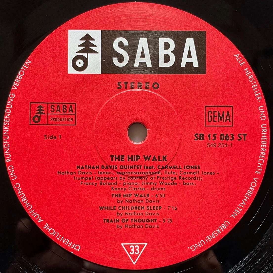 NATHAN DAVIS QUINTET / HIP WALK feat. Carmell Jones on German Saba  Speakers Corner reissue