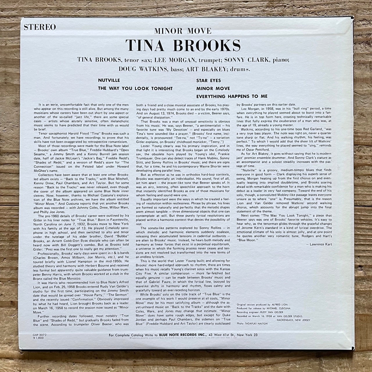 TINA BROOKS / MINOR MOVE on Blue Note - Japan King Original LP GXF-3072