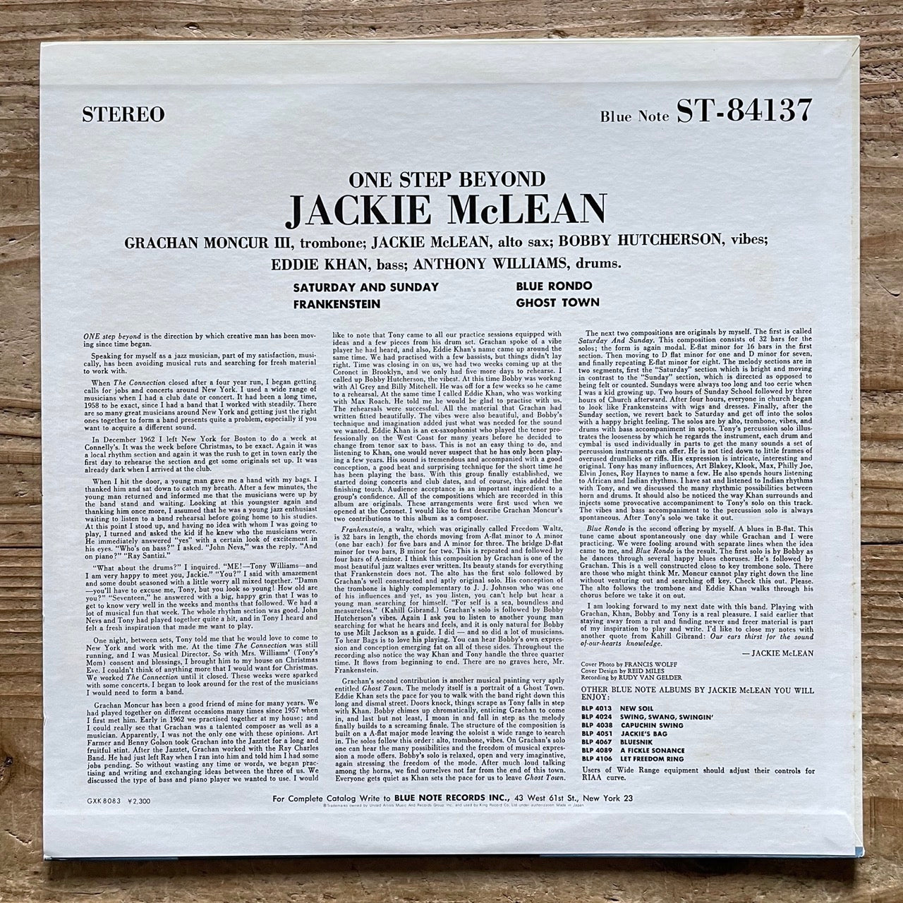 JACKIE McLEAN / ONE STEP BEYOND on Blue Note - Japan King LP GXK-8083