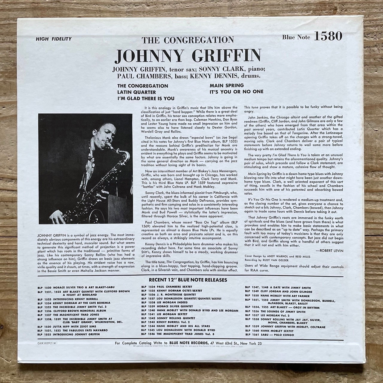 JOHNNY GRIFFIN / THE CONGREGATION on Blue Note - Japan King LP GXK-8092