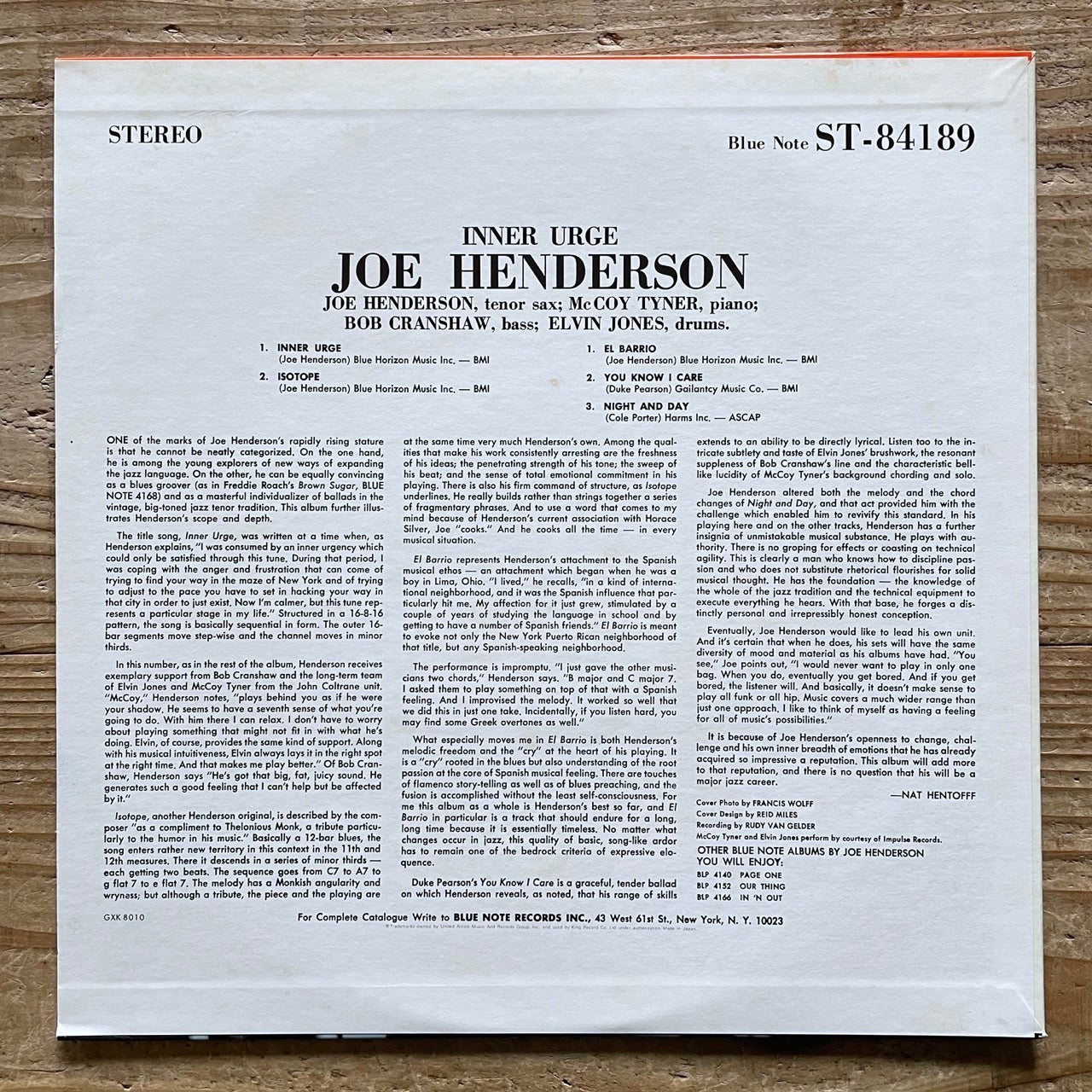 JOE HENDERSON / INNER URGE on Blue Note - Japan King LP GXK-8010