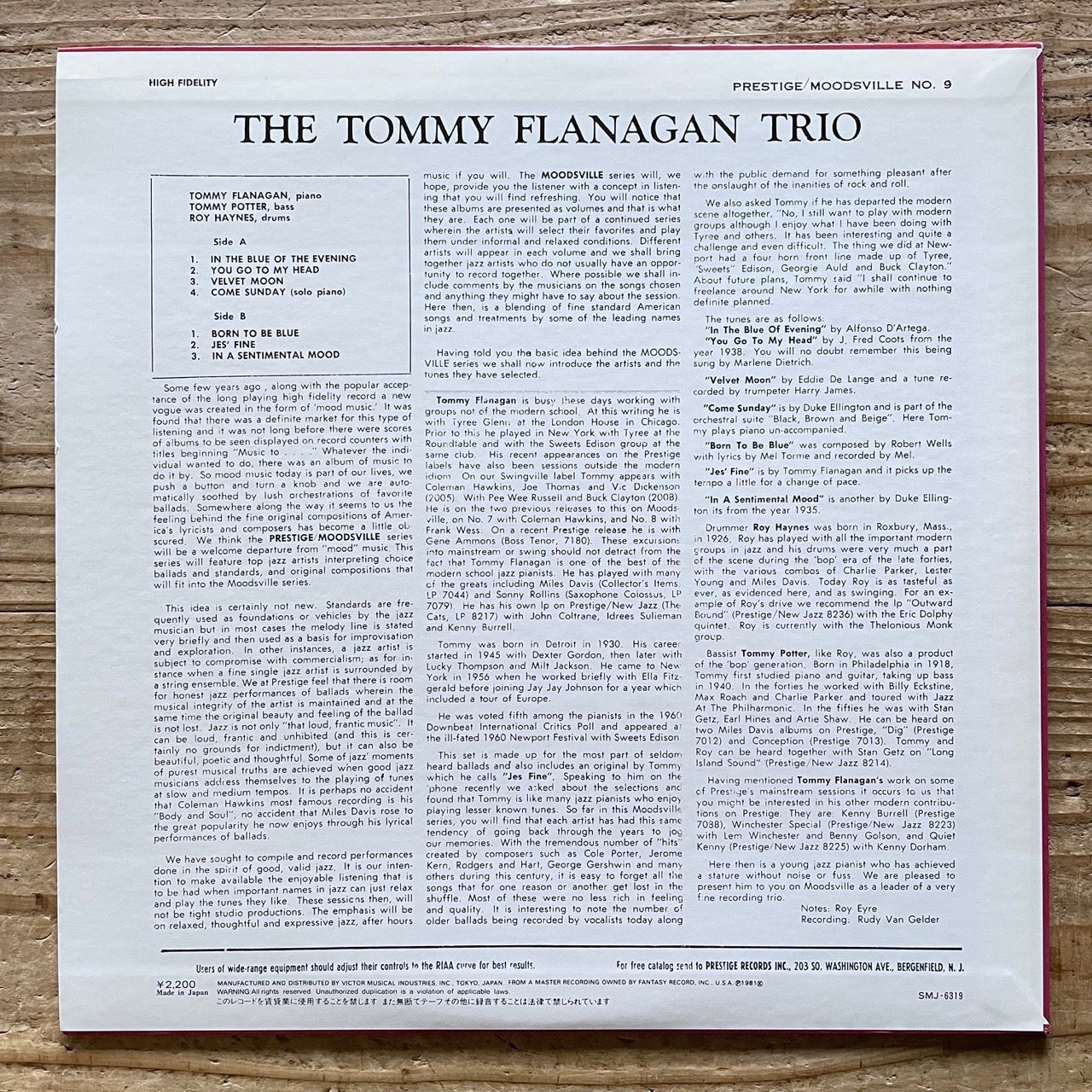 TOMMY FLANAGAN TRIO on Moodsville 9 - Japan LP NM SMJ-6319