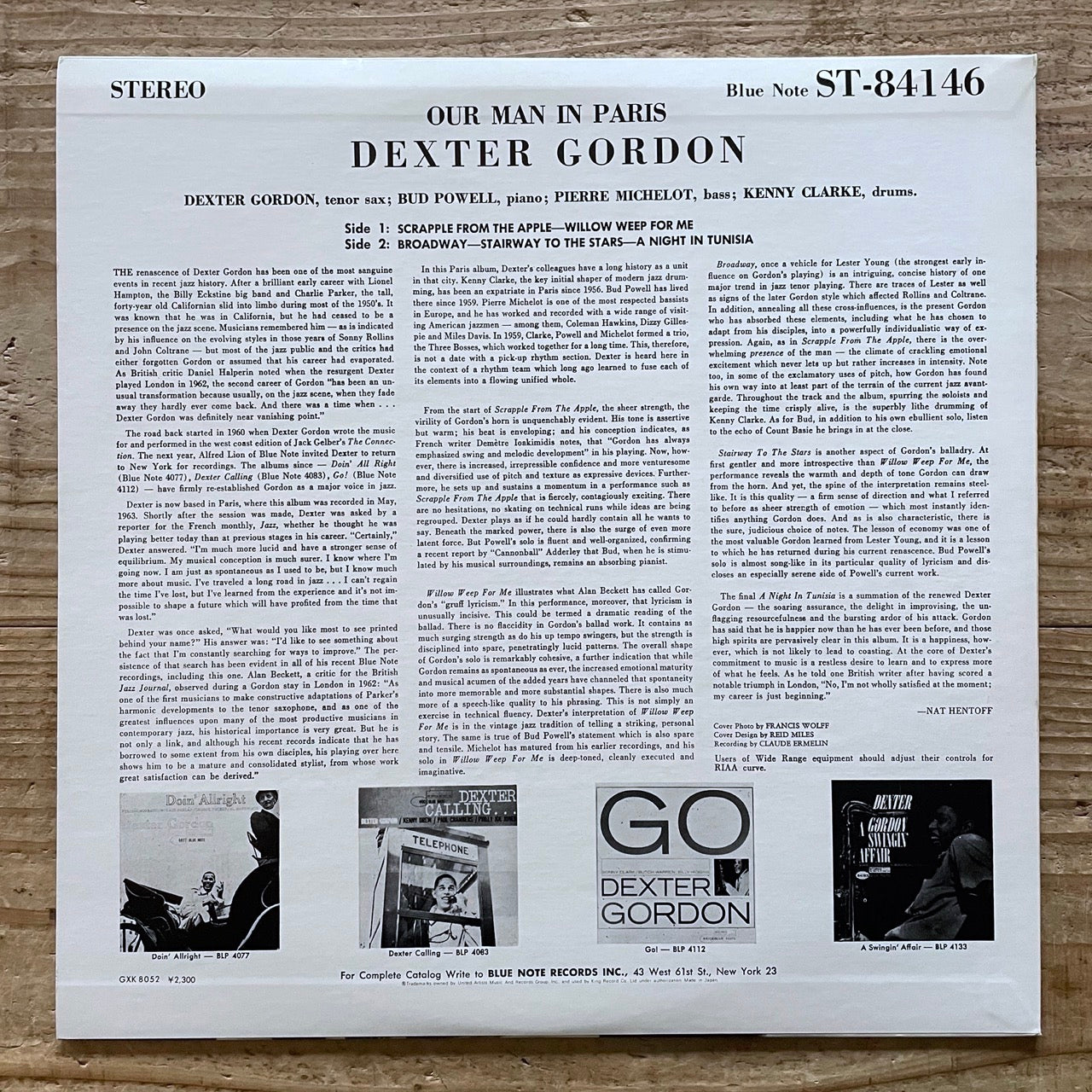 DEXTER GORDON / OUR MAN IN PARIS on Blue Note - Japan King LP NM GXK-8052