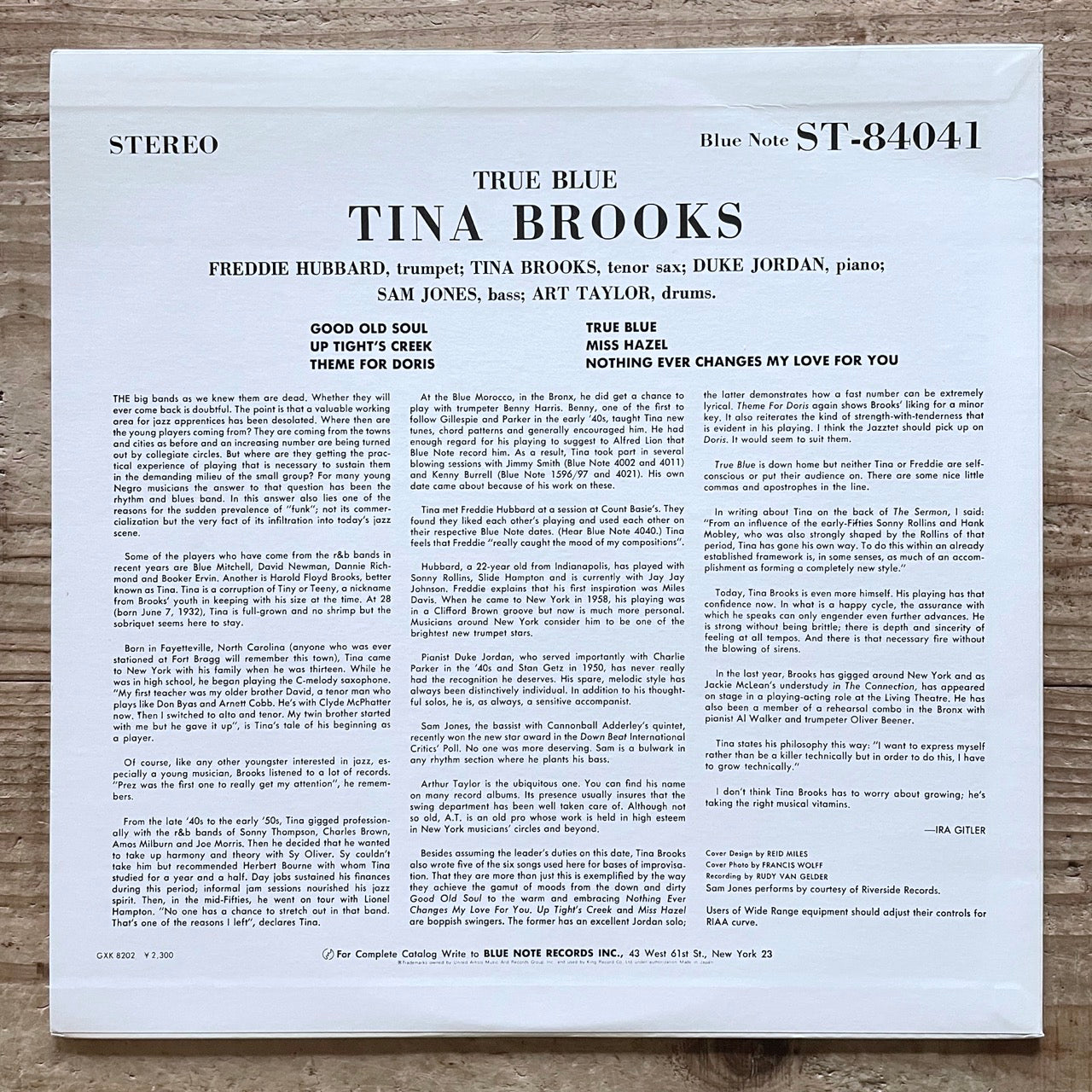 TINA BROOKS / TRUE BLUE - Japan Blue Note King LP GXK-8202