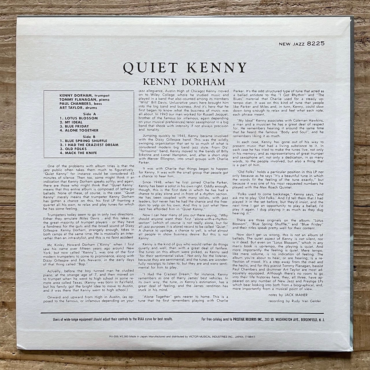 KENNY DORHAM / QUIET KENNY on New Jazz - Japan Prestige LP NM VIJ-206