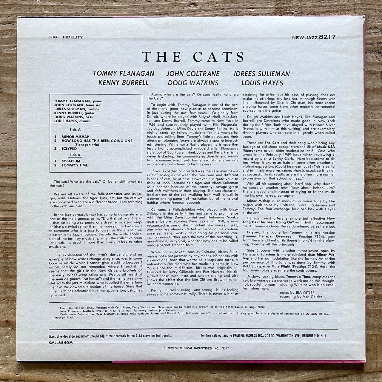 TOMMY FLANAGAN / THE CATS on New Jazz - Japan MONO LP John Coltrane SMJ-6540