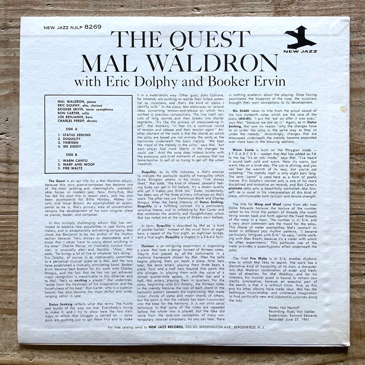 MAL WALDRON / THE QUEST on New Jazz - Japan Prestige LP NM SMJ-6571