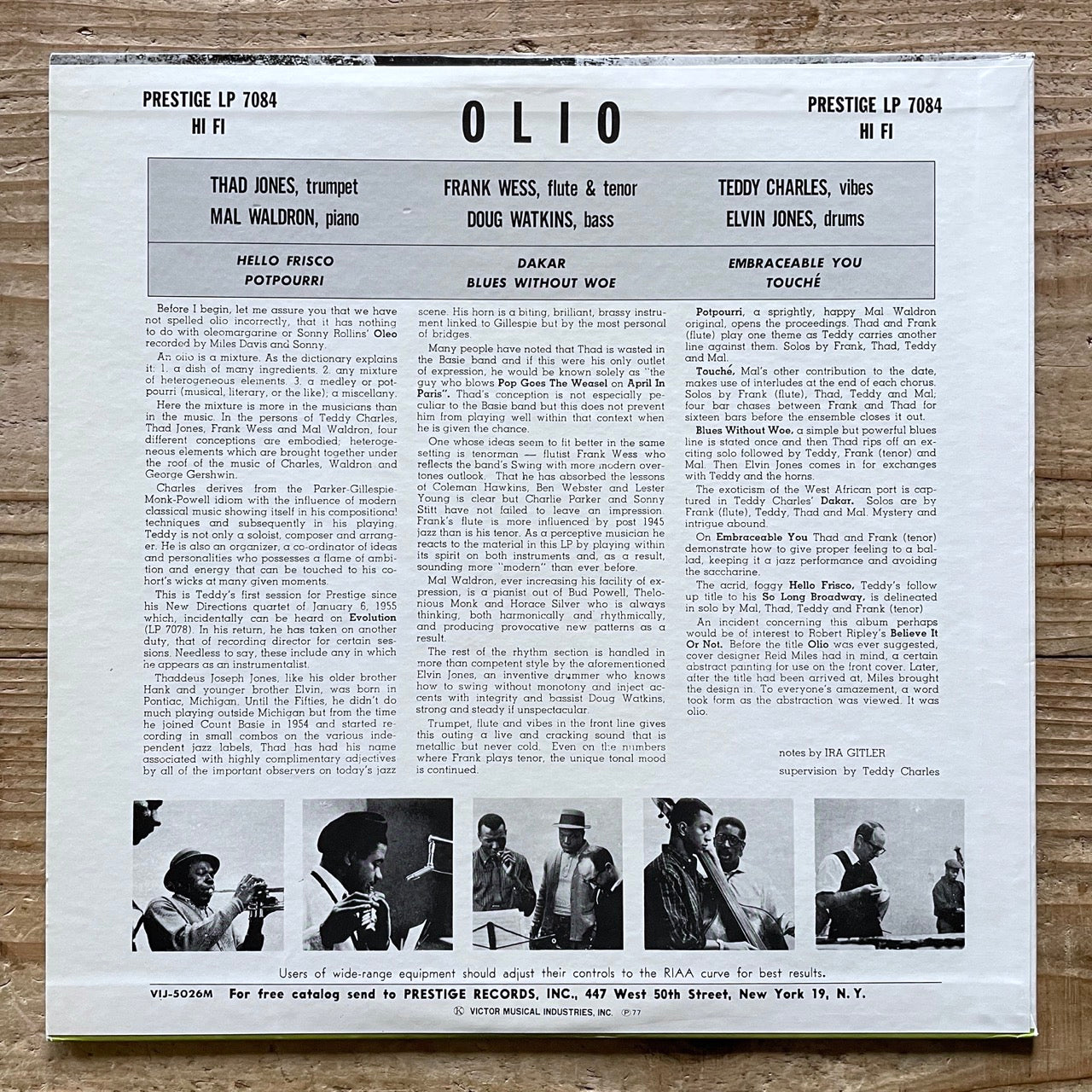 THAD JONES / OLIO on Prestige - Japan MONO LP VIJ-5026 Promo