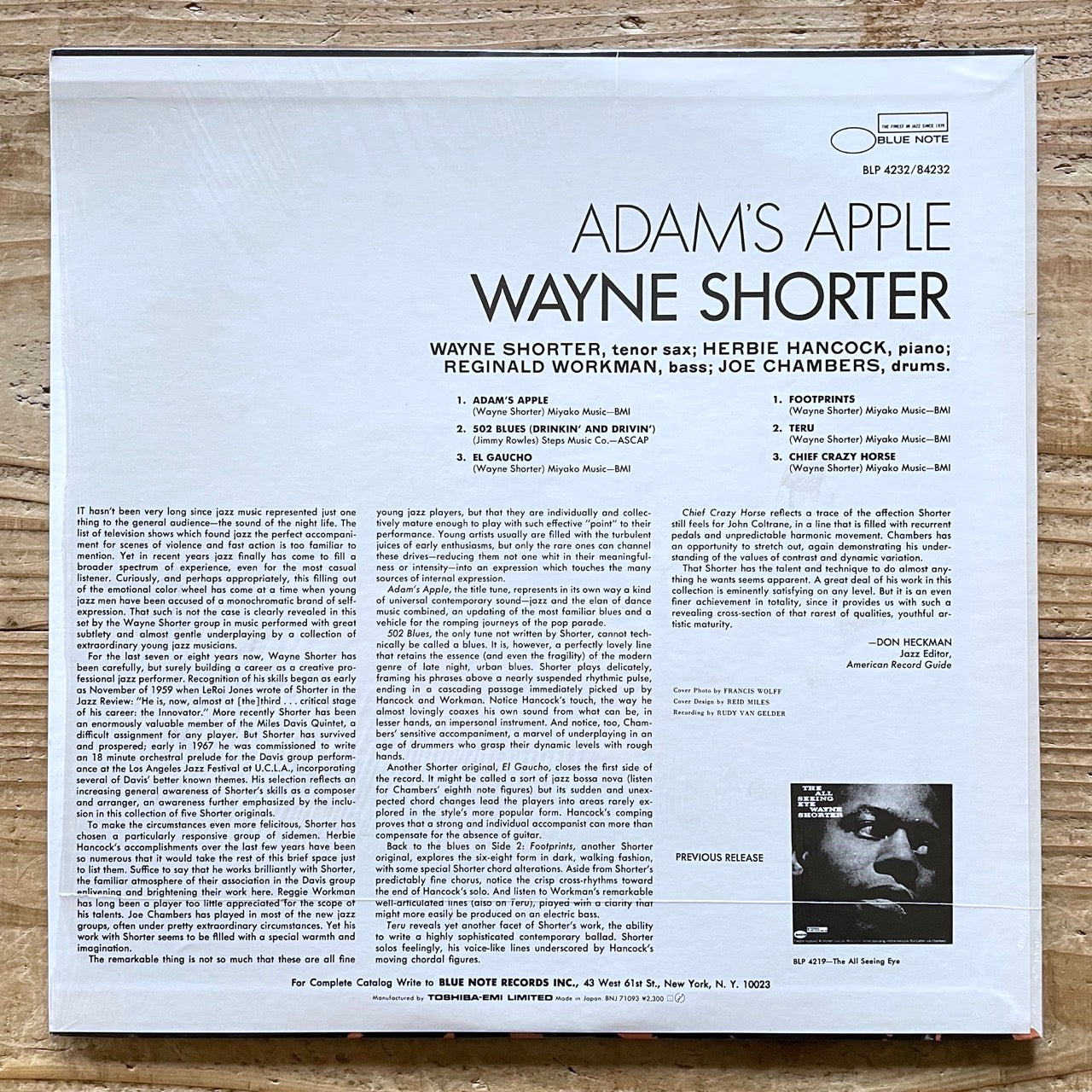 WAYNE SHORTER / ADAM'S APPLE on Blue Note - Japan LP BNJ-71093 obi