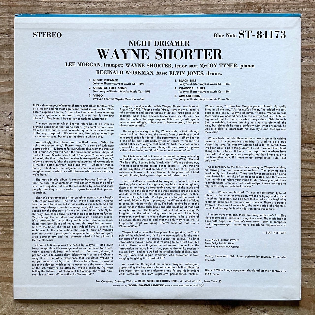 WAYNE SHORTER / NIGHT DREAMER on Blue Note - Japan LP NM BNJ-71026