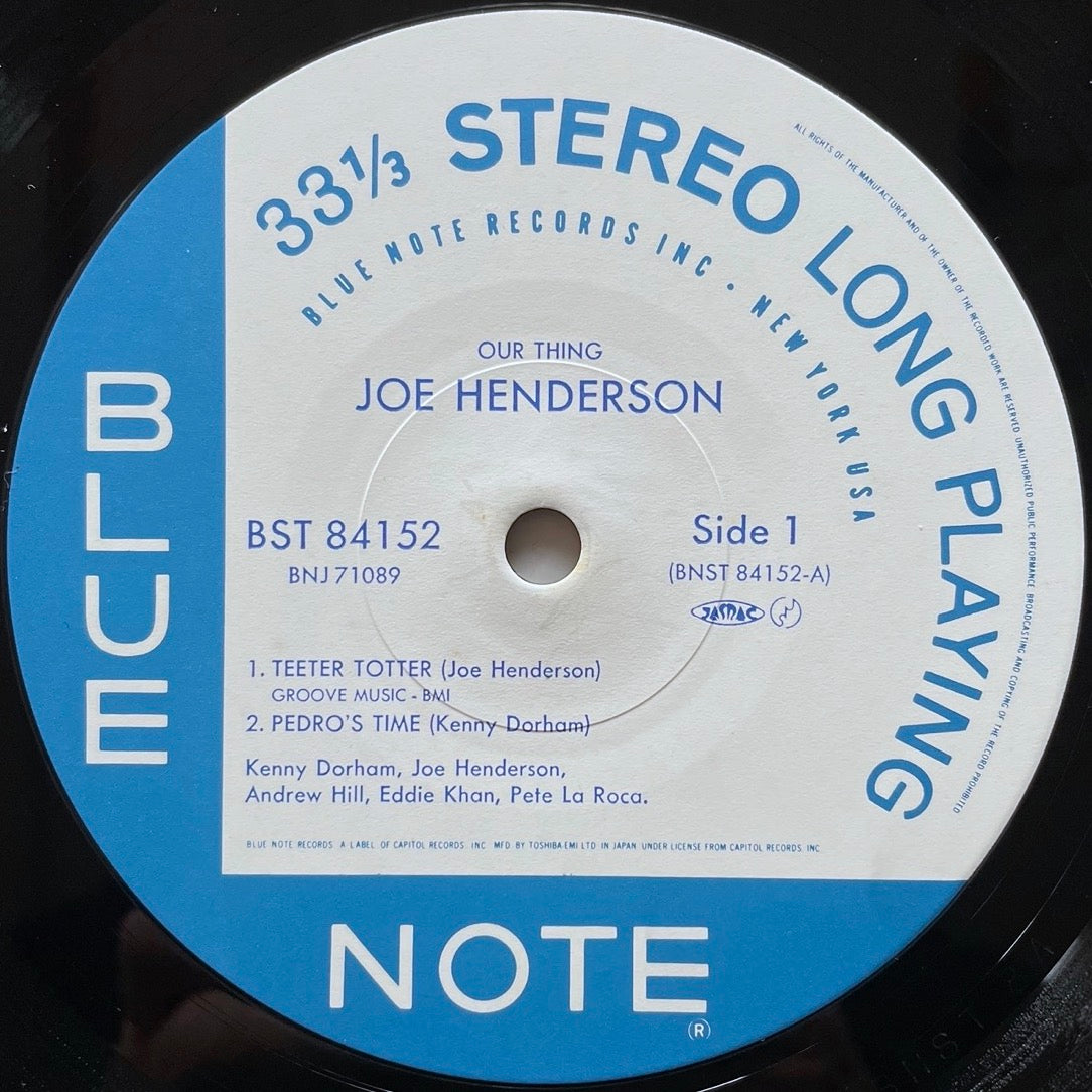 JOE HENDERSON / OUR THING on Blue Note - Japan LP BNJ-71089