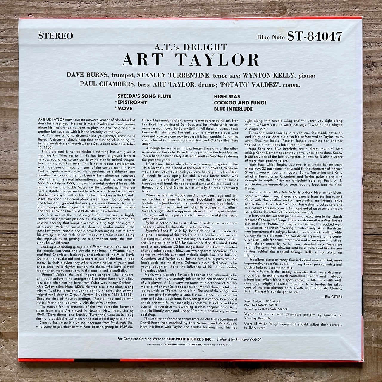 ART TAYLOR / A.T.'s DELIGHT on Blue Note - Japan LP NM BN4047
