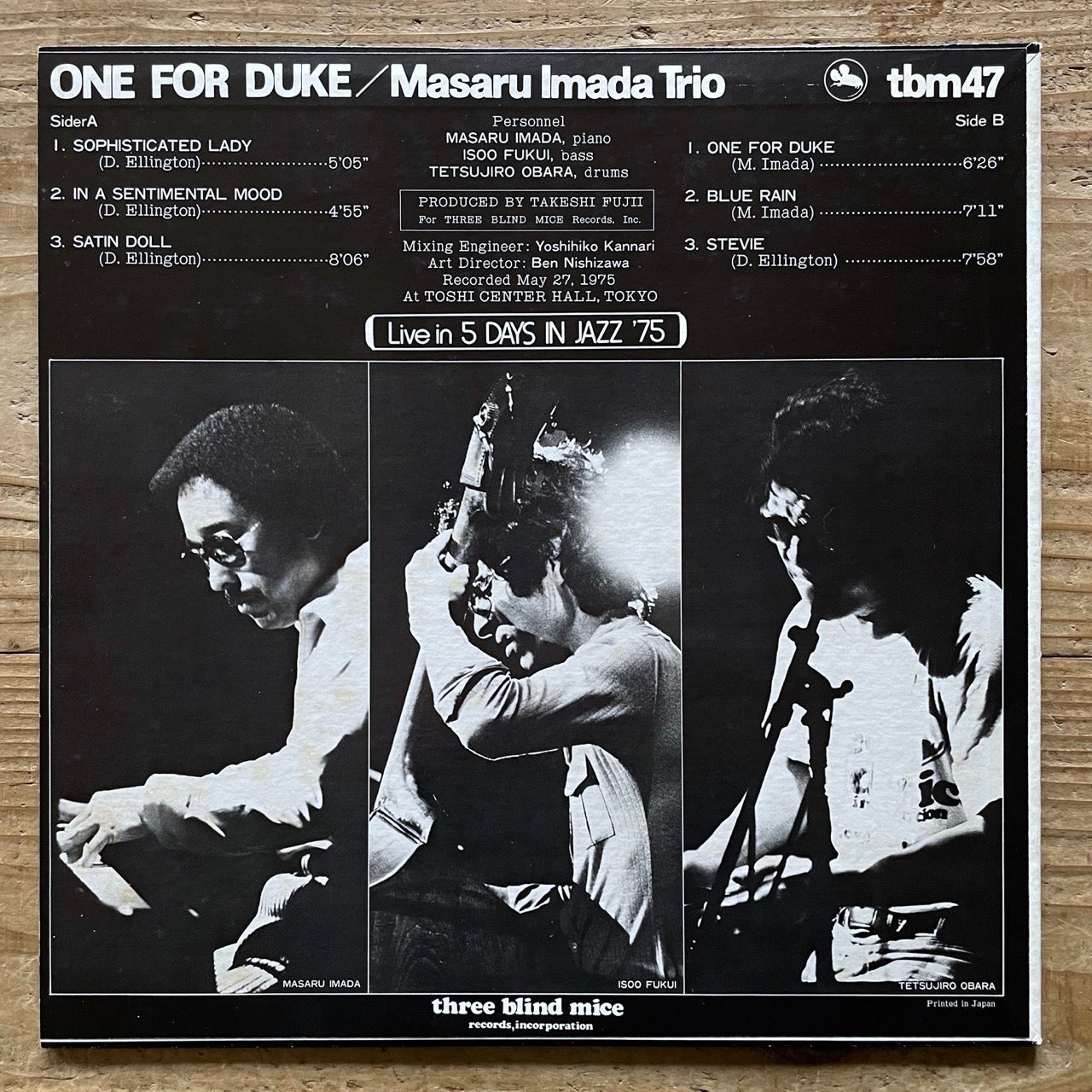 MASARU IMADA TRIO / ONE FOR DUKE Japan Three Blind Mice Original TBM-47