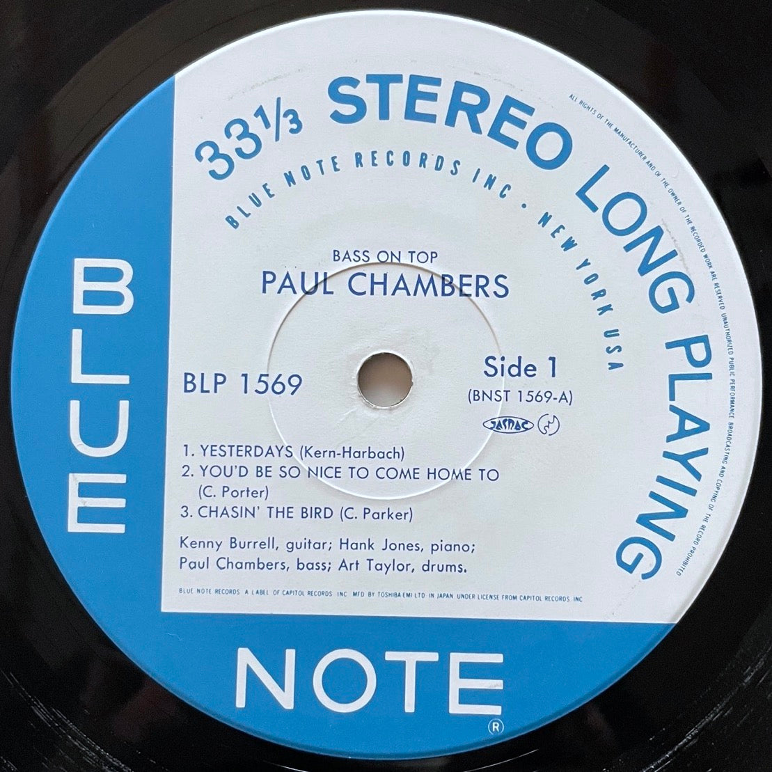 PAUL CHAMBERS / BASS ON TOP on Blue Note - Japan LP BLP 1569