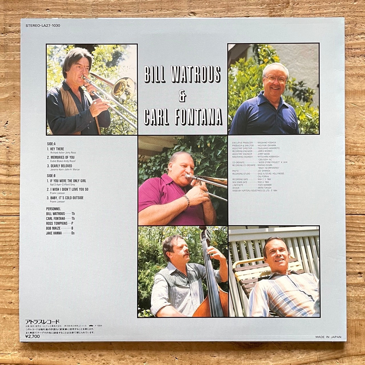BILL WATROUS & CARL FONTANA on Atlas - Japan Original LP Audiophile LA27-1030