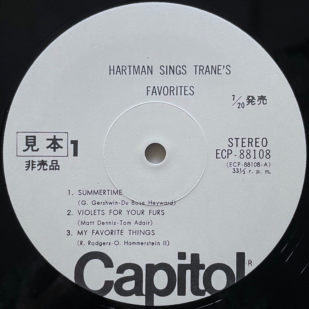 JOHNNY HARTMAN / SINGS TRANE'S FAVORITES - Japan Capitol Original LP Promo ECP-88108