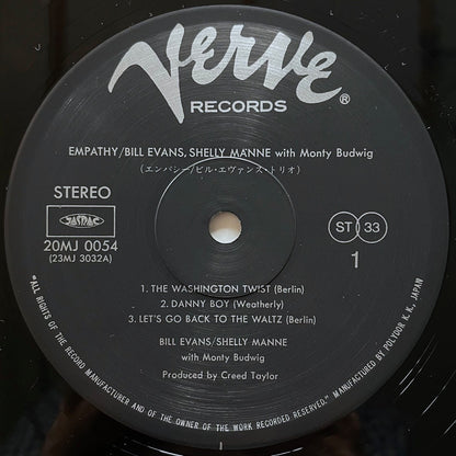 BILL EVANS - SHELLY MANNE with MONTY BUDWIG / EMPATHY on Verve - Japan LP 20MJ 0054 obi