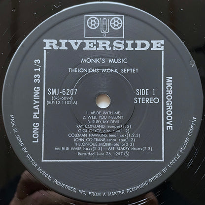 THELONIOUS MONK / MONK'S MUSIC on Riverside - Japan LP NM SMJ-6207
