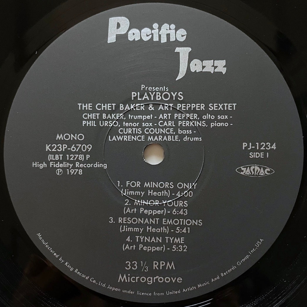 CHET BAKER & ART PEPPER / PLAYBOYS on World Pacific - Japan King MONO LP K23P-6709