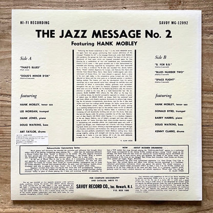 HANK MOBLEY / JAZZ MESSAGE #2 on Savoy - Japan King MONO LP 220R-50504