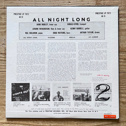 DONALD BYRD, KENNY BURRELL / ALL NIGHT LONG on Prestige - Japan MONO LP PJ-7-7073
