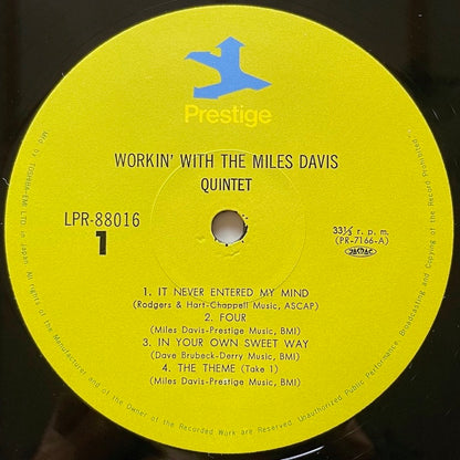 MILES DAVIS QUINTET / WORKIN' - Japan Prestige MONO LP LPR-88016