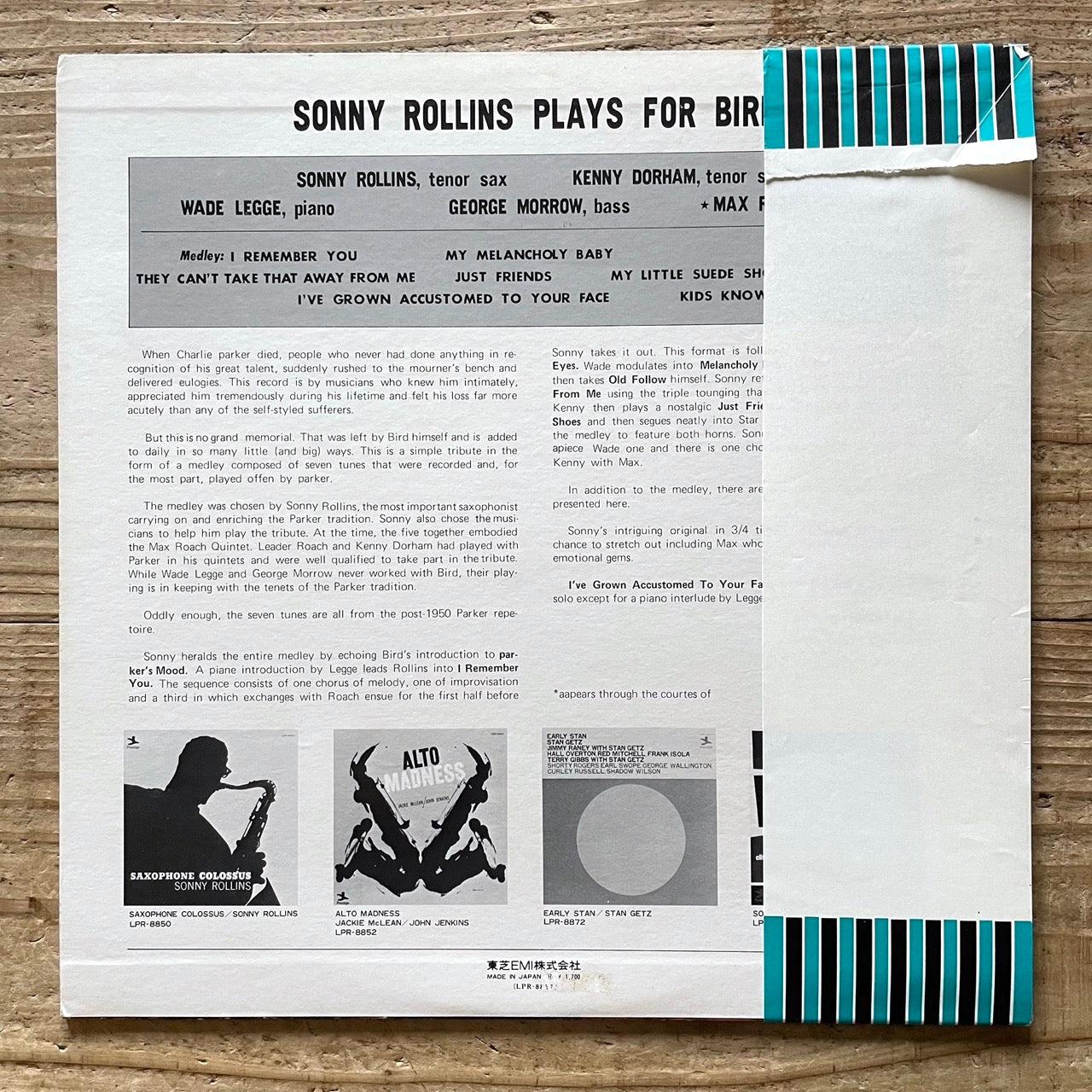 SONNY ROLLINS / PLAYS FOR BIRD - Japan Prestige MONO LP LPR-8897 obi