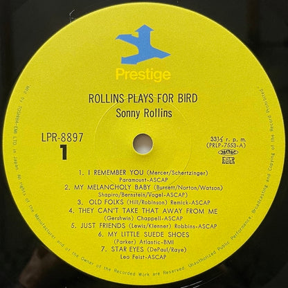 SONNY ROLLINS / PLAYS FOR BIRD - Japan Prestige MONO LP LPR-8897 obi