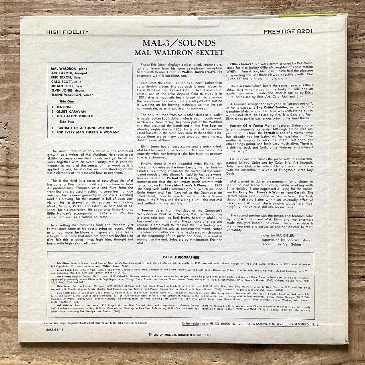 MAL WALDRON SEXTET / MAL/3 on Prestige - Japan Promo LP SMJ-6511