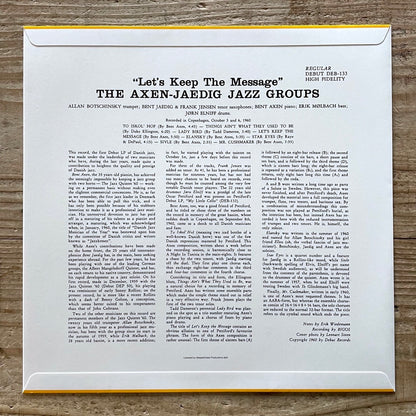 BENT AXEN - JAEDIG JAZZ GROUP / LET'S KEEP THE MESSAGE - Danish Debut LP Japan reissue THLP-089