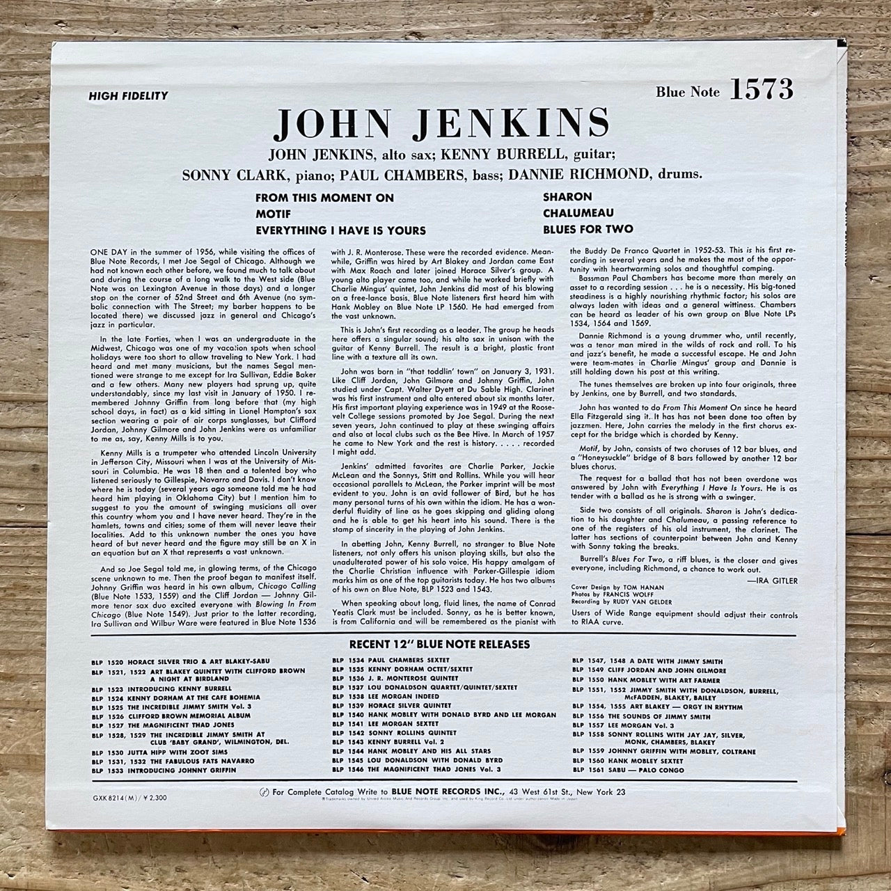 JOHN JENKINS - KENNY BURRELL on Blue Note BLP 1573 - Japan King LP GXK-8214