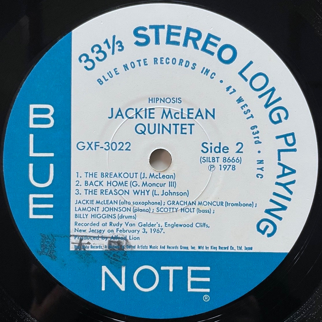 JACKIE McLEAN QUINTET / HIPNOSIS - Japan Blue Note King Original LP NM GXF-3022 obi