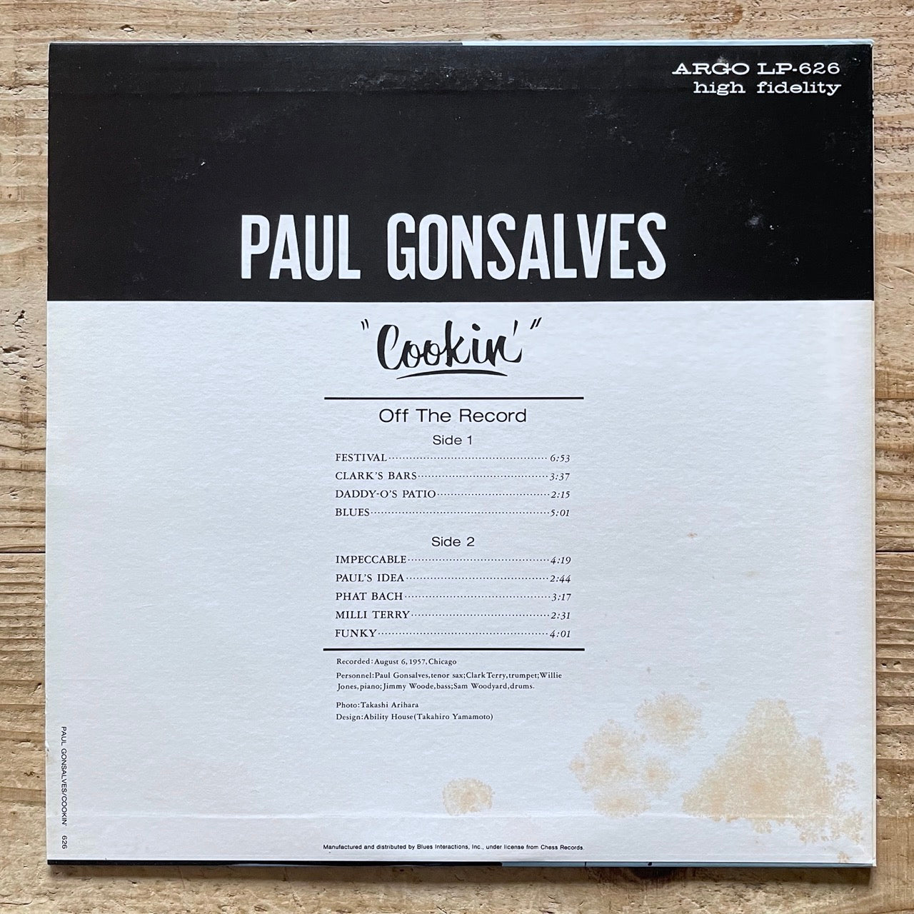 PAUL GONSALVES / COOKIN' on Argo - Japan MONO LP PLP-5006