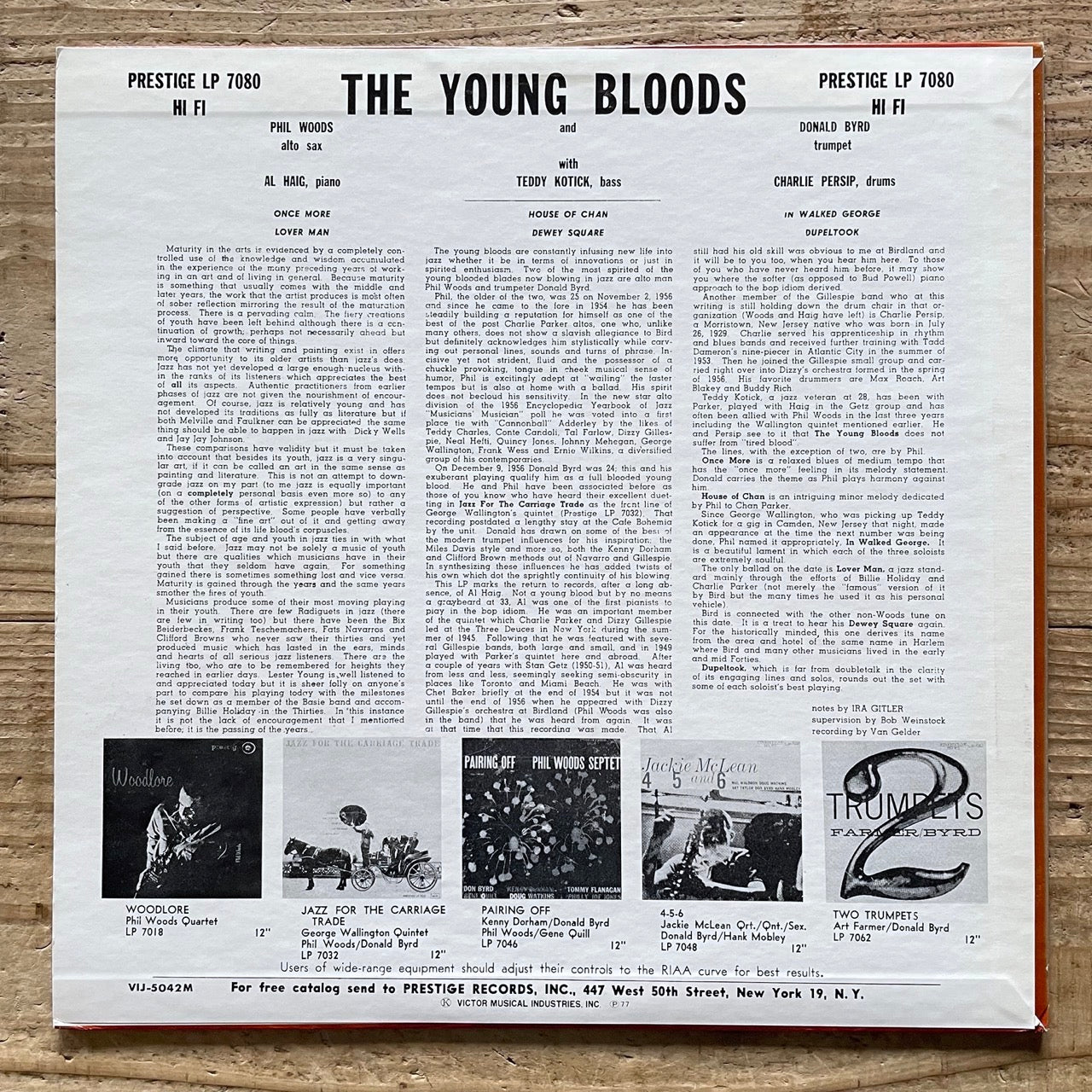 PHIL WOODS & DONALD BYRD / YOUNG BLOODS on Prestige - Japan MONO LP VIJ-5042