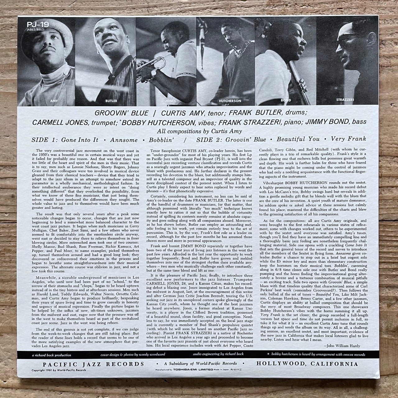 CURTIS AMY & FRANK BUTLER / GROOVIN' BLUE on Pacific Jazz - Japan MONO LP NM PJ-0019 Bobby Hutcherson