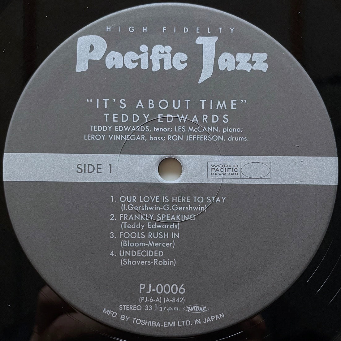 TEDDY EDWARDS with LES McCANN LTD. / IT'S ABOUT TIME on Pacific Jazz Japan LP NM PJ-0006