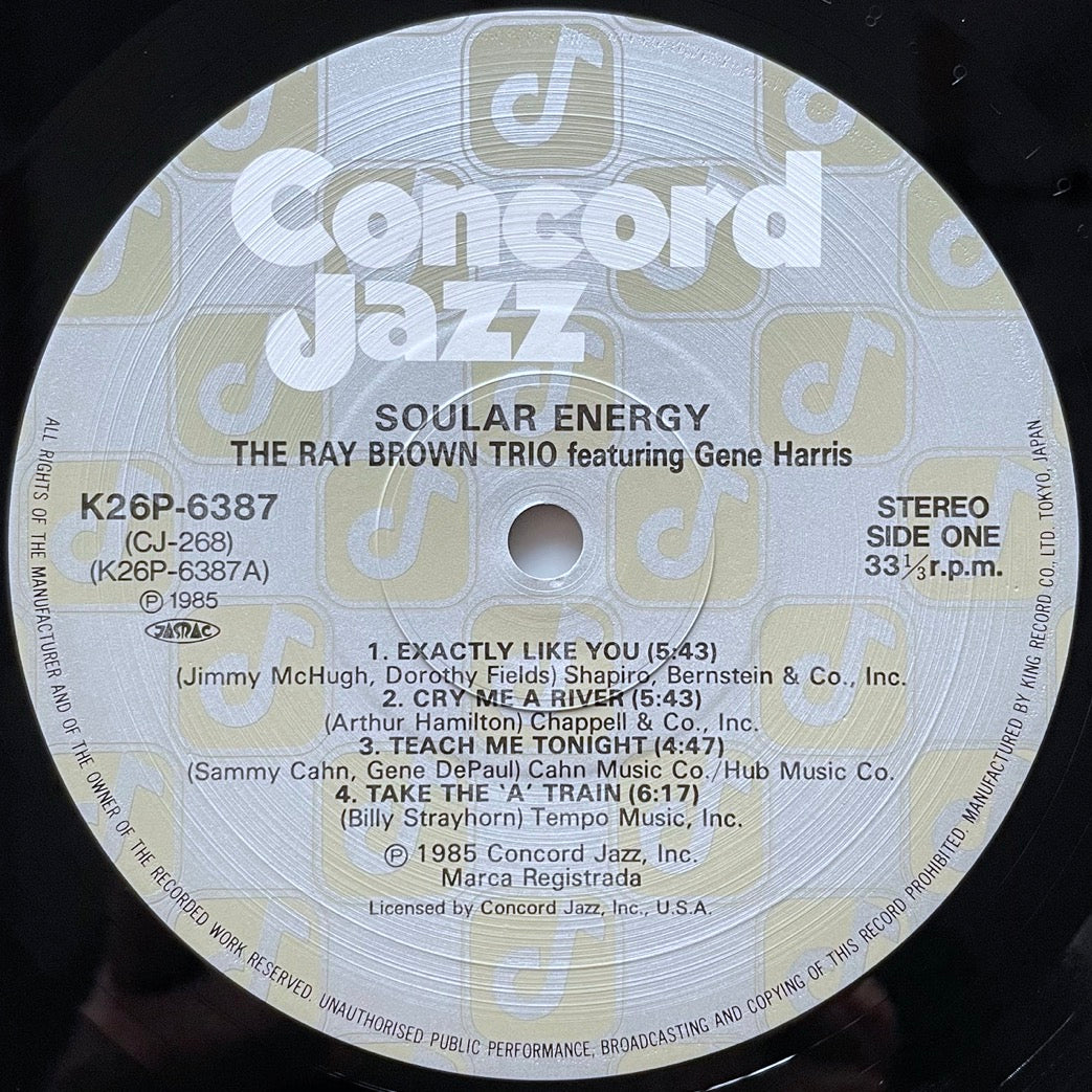 RAY BROWN TRIO / SOULAR ENERGY on Concord - Japan Heavy Vinyl Audiophile LP K26P-6387