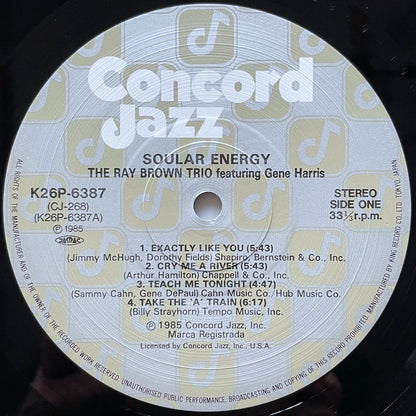 RAY BROWN TRIO / SOULAR ENERGY on Concord - Japan Heavy Vinyl Audiophile LP K26P-6387