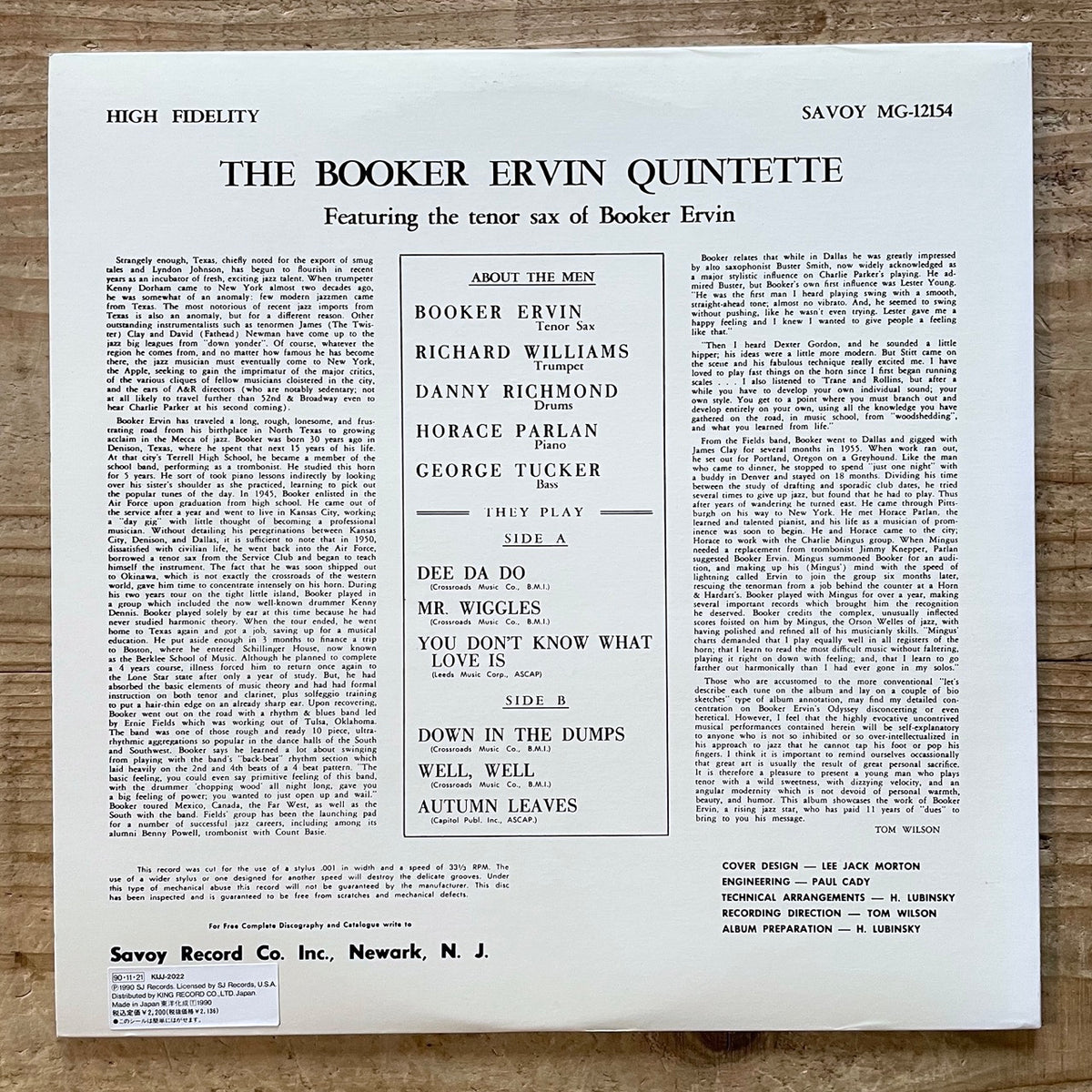 BOOKER ERVIN QUINTET / COOKIN' on Savoy - Japan King MONO LP KIJJ-2022